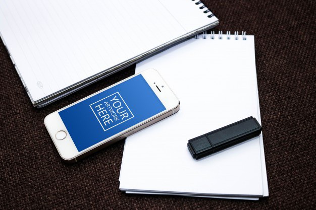 Spiral notepad with smartphone and flash drive mockup Free Psd. See more inspiration related to Mockup, Business, Template, Paper, Table, Space, Notebook, Smartphone, Stationery, Corporate, Mock up, Desk, Branding, Document, Templates, Brand, Page, Notepad, Sheet, Blank, Copy, Empty, Mock and Flash drive on Freepik.