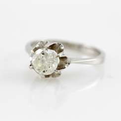 Ladies ring white gold 14 K with 1 Brill. approx 0,94 ct, White / pique.