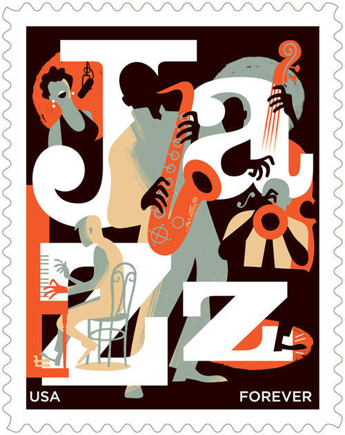 paulrogersstudio Advertising and Institutional Postage stamp for the USPS honoring jazz. Issue date: March 2011 #illustration #print #poster