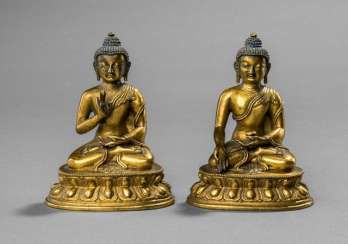 Two fine fire-gilded bronzes of the Buddha