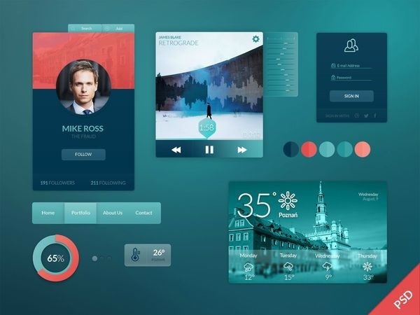 Clean And Cool Web Ui Kit Psd Psd Files GFXNERDS #psd #ui