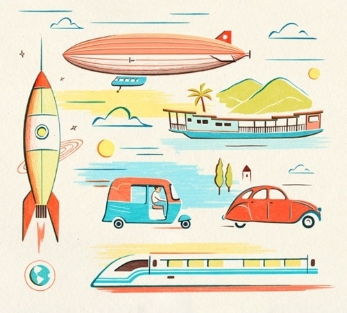 Tumblr #bright #red #yellow #color #illustration #cute #blue #fun #transportation