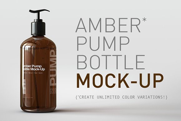 Free Amber Cosmetic Pump Bottle Mockups