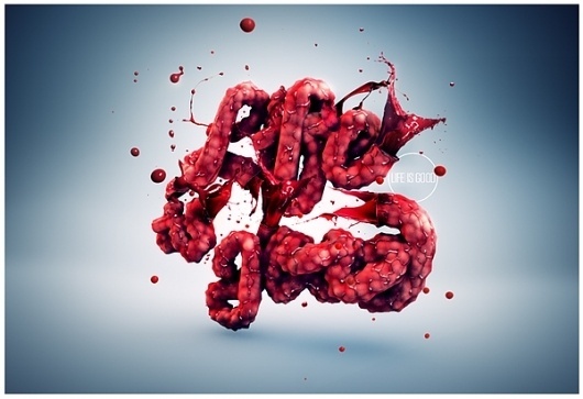 Life is good x H on the Behance Network #blood #vein #real #object #type #mbdsgn #good #life #typography