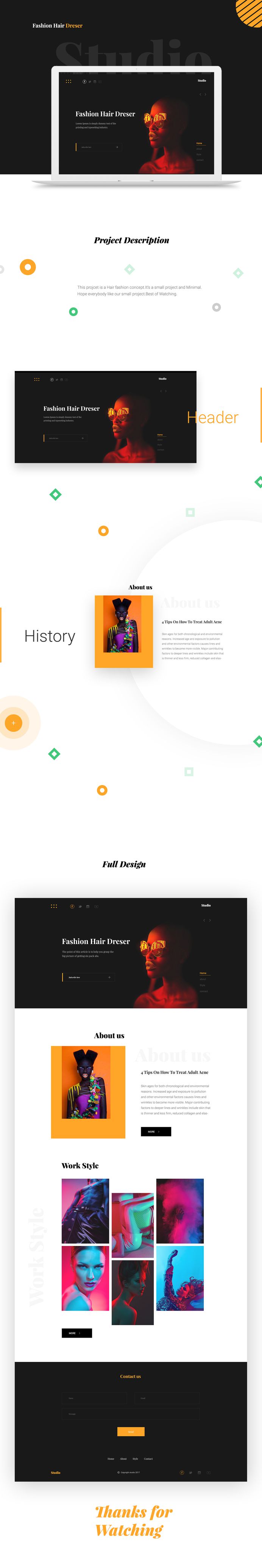 Studio - Fashion hair dreser landing page design on Behance