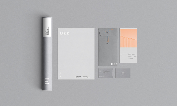 United Solar Energy branding grey orange logo logotype use print stationery mindsparkle mag