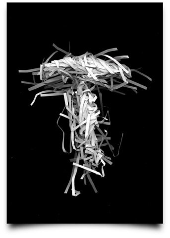 Typography made with strips of paper.