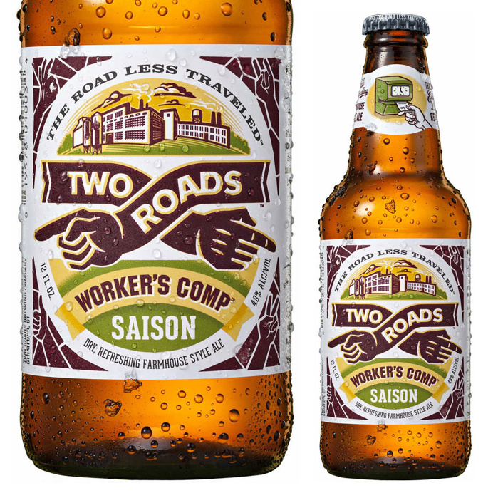 two roads, beer, bottle, saison