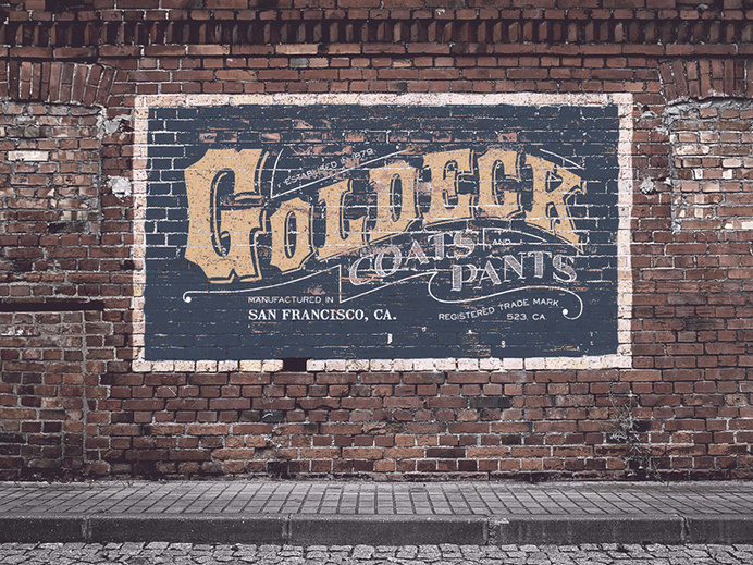 19th century logo - Goldeck Coats and Pants #font #stamp #logos #premium #free #retro #insignia #vintage #kit #logo #pack #typography