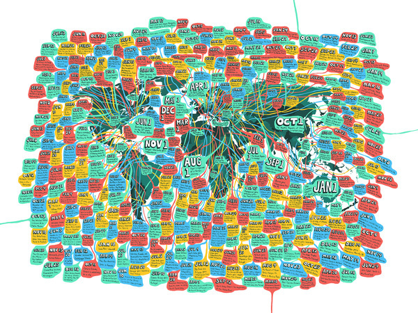 2014 Geographic Calendar #design #graphic #calendar #map #drawing #world #illustration #drawn #2014 #art #hand