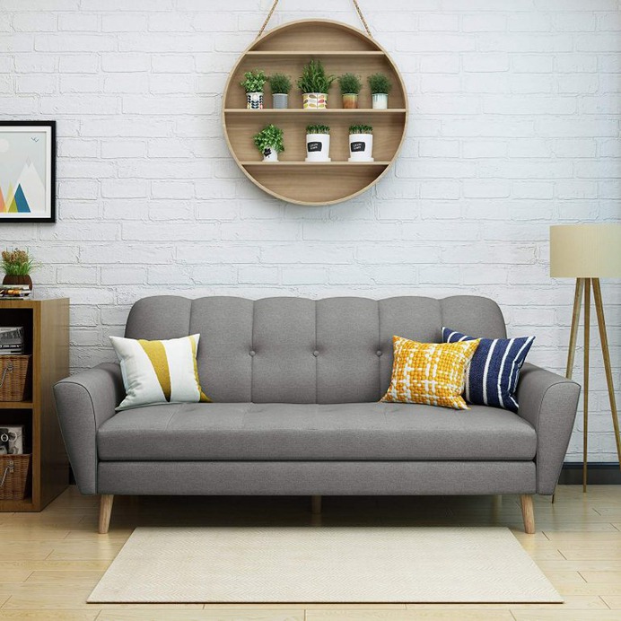 Angelina Mid Century Grey Fabric Sofa