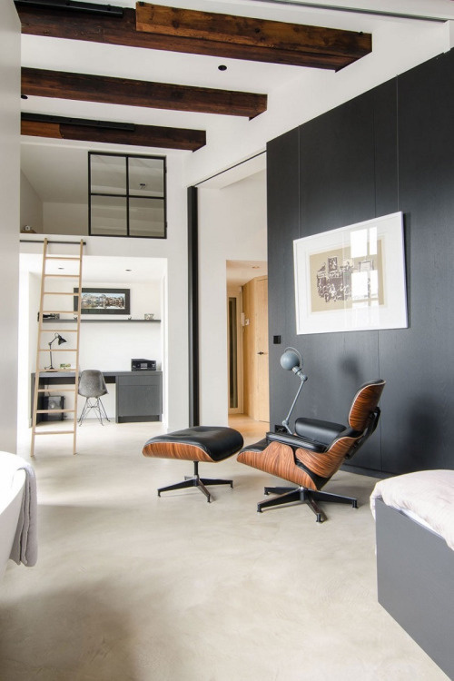 Eames Chair, Ceiling Beams, Paint, Modern