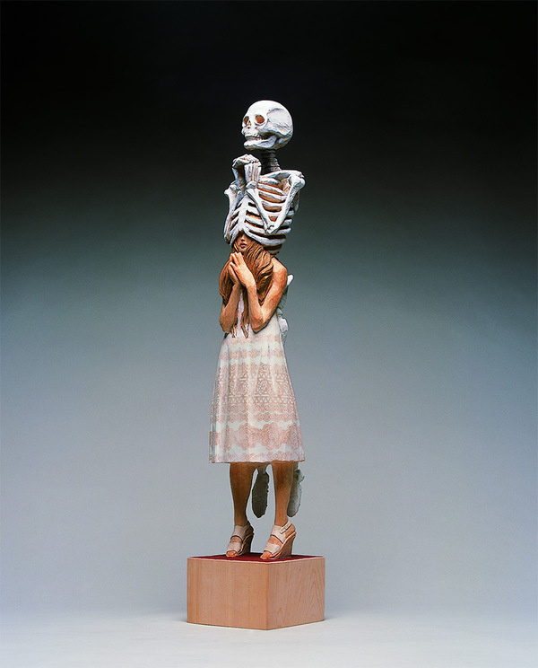Unusual Sculptures of People and Skeletons Chiseled from Wood by Yoshitoshi Kanemaki #sculpting #art