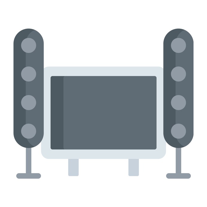 See more icon inspiration related to audio, music and multimedia, furniture and household, home theatre, house things, home theater, equipment, electric, electronics, speakers, tool and music on Flaticon.