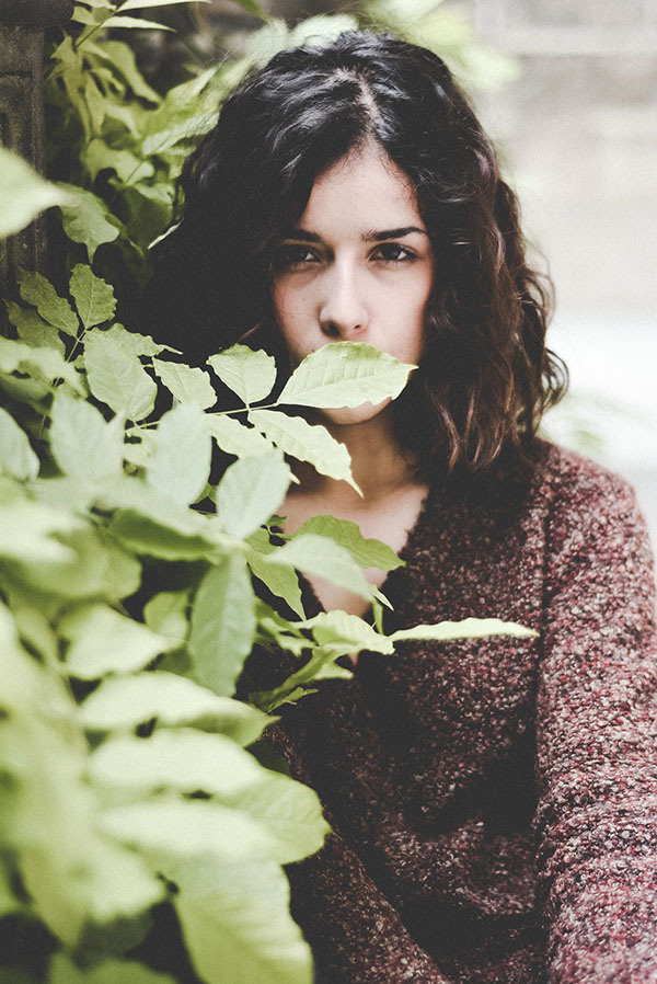 Gema on Behance #girl #photography #face #hiding #trees