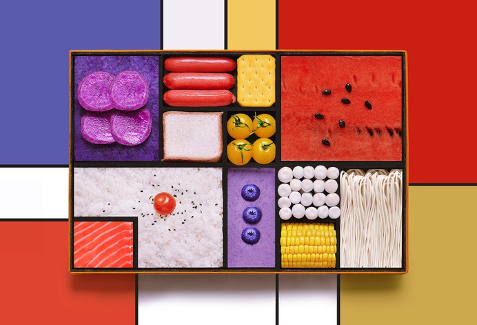 Colourful lunch Mondrian bento box by Yum Tang - Masterpicks - Design Inspiration