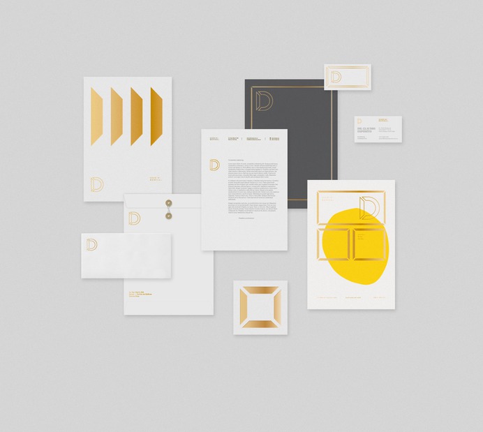 Domini Bernal - Mindsparkle Mag The project of visual identity of Domini Bernal, designed by Hachetresele was created through the conceptualization of the architectural features of a building. #logo #packaging #identity #branding #design #color #photography #graphic #design #gallery #blog #project #mindsparkle #mag #beautiful #portfolio #designer