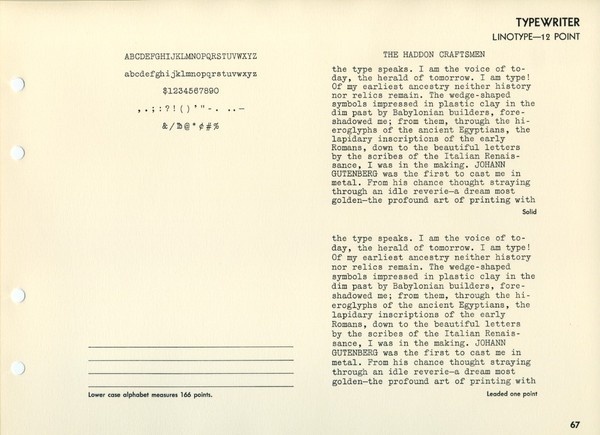 Linotype typewriter type specimen #type #specimen #typography
