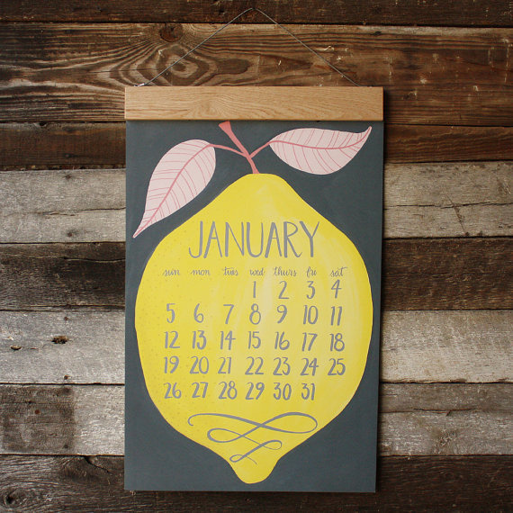 2014 Oversized Wall Calendar HUGE with wood hanger #calendar #design #graphic