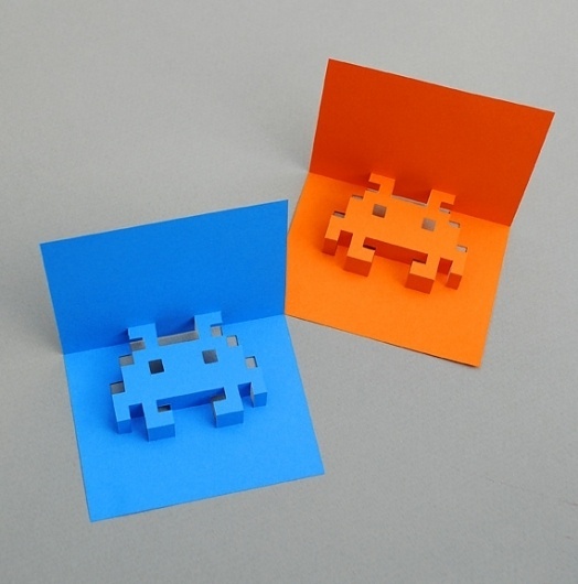 How to Make 8-Bit Pop-up Cards #invaders #bit #space