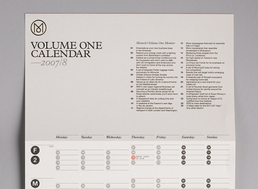 Modern Publicity #calendar #grid #2007 #2008 #monocle