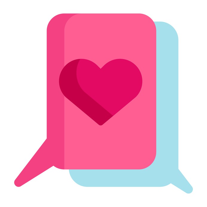 See more icon inspiration related to chat, love, love and romance, conversation, communications, speech bubble, heart and multimedia on Flaticon.