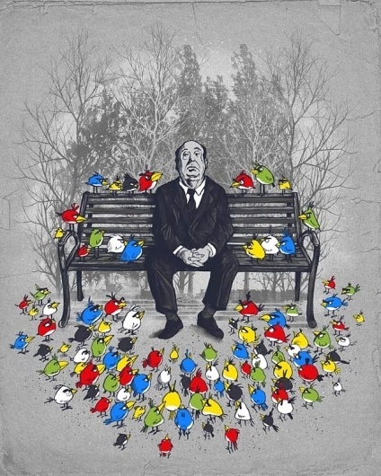 Hitchcock Angry Birds #birds #angry #hitchcock #illustration