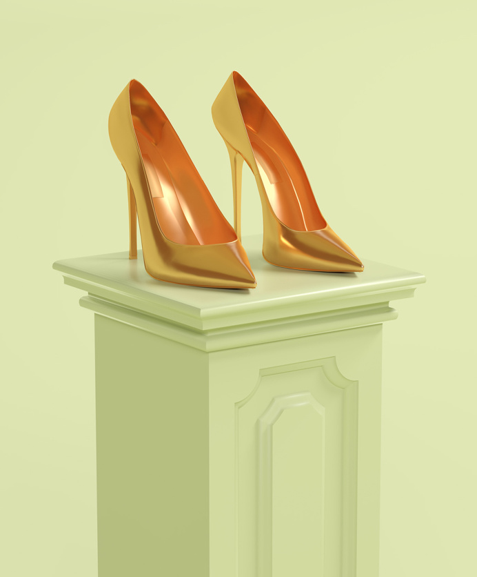 MORE Magazine: Marie Kondo #magazine #shoes #pastel #green #gold #fashion