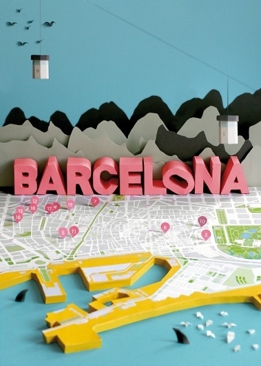 Barcelona Map 3D Paper Craft by Anna Härlin | strictlypaper #illustration #barcelona #map