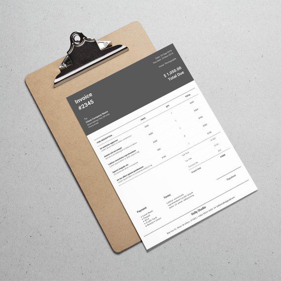 Bill Template Black Invoice Stylish Invoice Blank | Etsy