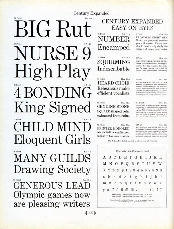 This specimen shows ATF's classic Century Expanded. #type #specimen #typography