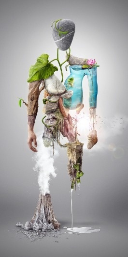 NatureMan - Digital illustration on the Behance Network #photo #illustration #nature #manipulation #composite #man