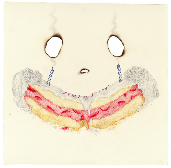 "Sweet Tooth" pencil, colored pencil, acrylic on paper, 15" x 15", 2007