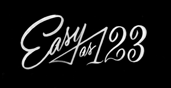 Easy as 123 #white #script #easy #black #and #type #typography