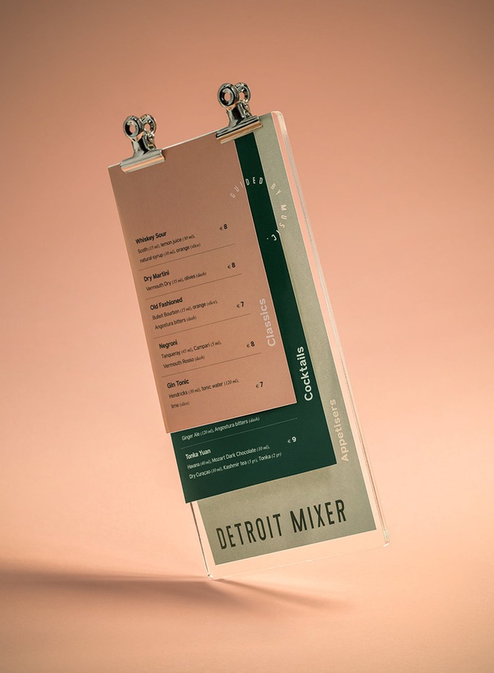 Detroit Mixer Corporate Design - Mindsparkle Mag Beautiful branding for Detroit Mixer, a cocktail bar, created by The Branding People in Mexico. #branding #identity #design #color #photography #graphic #design #gallery #blog #project #mindsparkle #mag #beautiful #portfolio #designer