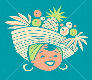 Woman Wearing Fruit Hat Royalty Free Stock Vector Art Illustration #logo #fruit