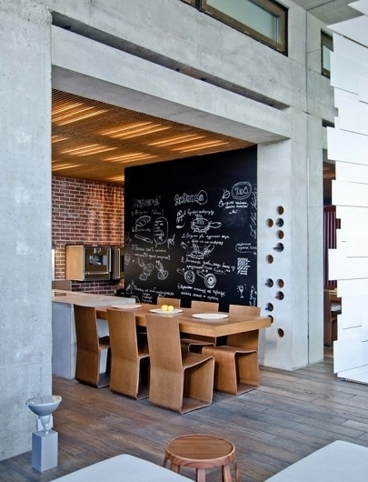 Xote #interior #concrete #caf #storage #blackboard #wine #restaurant
