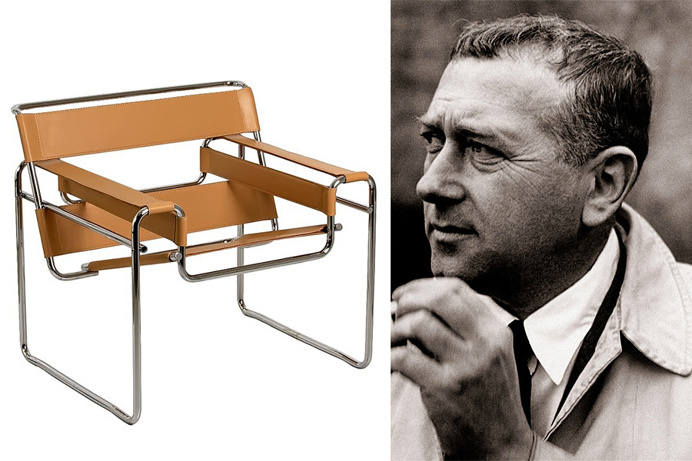 Marcel Breuer y su silla B3, más conocida como Silla Wassily, diseñada en 1925.