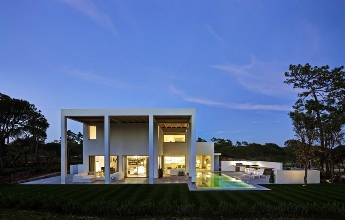 Portuguese Building With Double Height Portico Overlooking a Golf Course #architecture