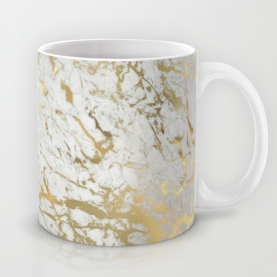 mug, cup, gold, marble