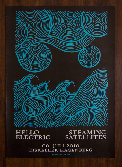 Hello Electric, Steaming Satellites - Gig Poster