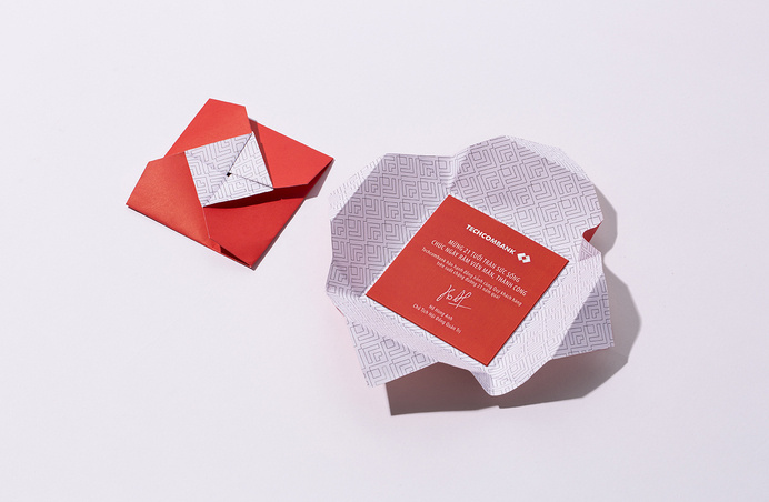 Post card Techcombank designed by Bratus #post #vietnam #pattern #branding #stationary #business #card #print #design #graphic #geometric #origami #identity #techcombank