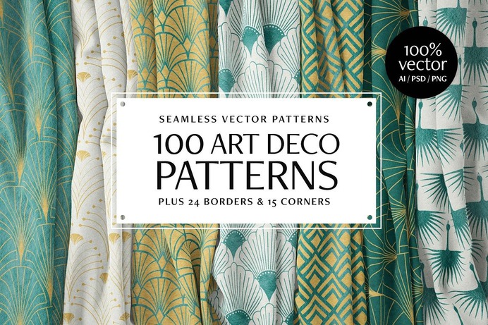 Glamorous, glitzy and dazzlingly lavish. This collection of 100 Art Deco Patterns from Designer Candies brings your projects the splash of elegance & luxury they've been looking for. Best graphic design bundles on dealjumbo.com - #graphics #bundle #texture #patterns #artdeco