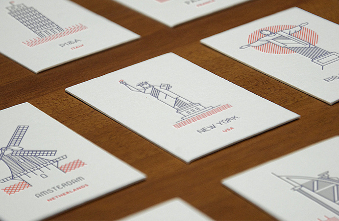 landmarks, letterpress, pictos, symbols