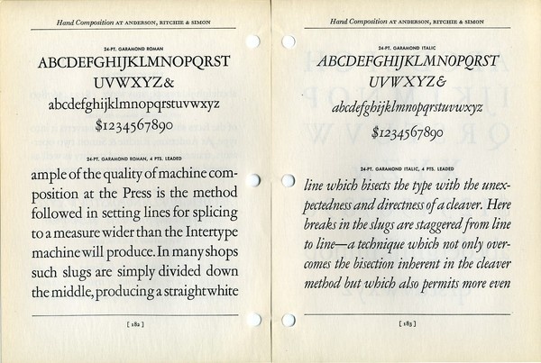 Enjoy this 300 DPI scan of Morris Fuller Benton's Garamond. Which is not a Garamond, it's a Jannon. Type is confusing. #type #specimen #typography