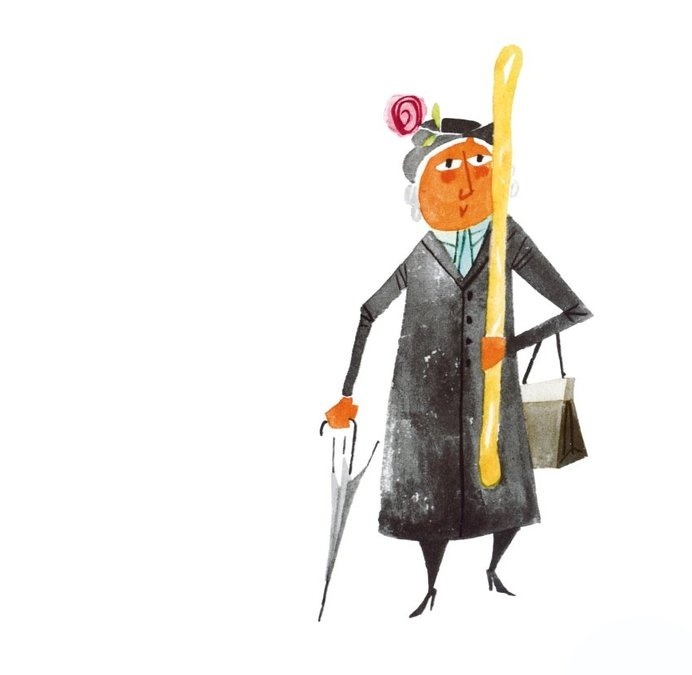 Mid-Century Modern Graphic Design #illustration #baguette #lady