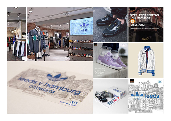Leeds Cityscape for Adidas, briefed by Studio Juice on Behance, by rooftop illustrations [Photo courtesy of Studio Juice] #drawings #adidas #opening #store #illustration #leeds #studio #juice #changing #room #new
