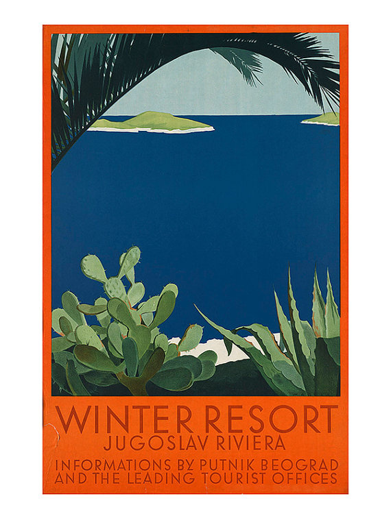 Vintage Art Deco Giclee Poster Print JUGOSLAV RIVIERA TRAVEL