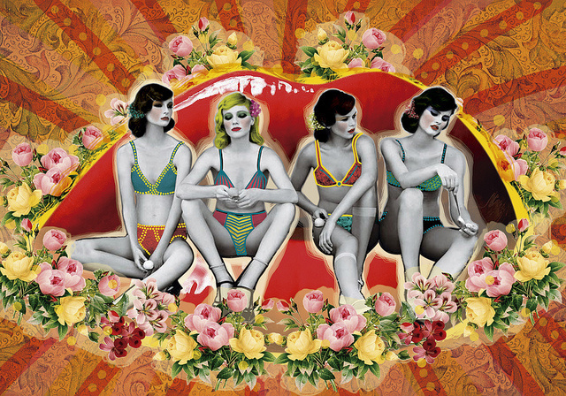 ESPERANDO AL AMOR | Peperina Magenta #creative #rojo #arte #amor #woman #color #pinup #boca #digital #ilustraciã³n #vintage #ilustration #art #collage #colour #love #work