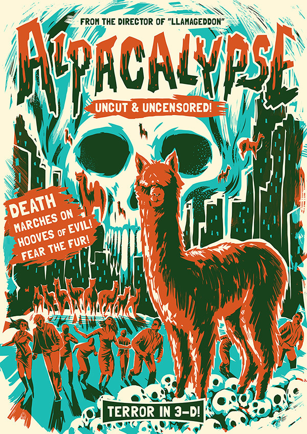 Alpacalypse! on Behance #alpaca #screenprint #poster #funny #humor